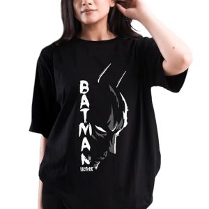 LEOTUDE Oversized Half Sleeve Tshirt for Women, Round Neck Longline Drop Shoulder T-Shirt (Color Black)